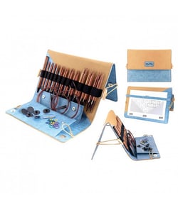 Set Deluxe Aiguilles interchangeables Ginger N° 3,5 à 12 cables 60, 80 et 100 cm - Knitpro Bleu