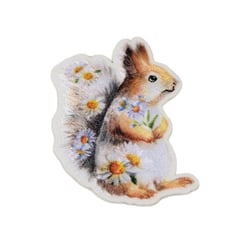 Ecusson thermocollant animaux fleuris écureuil 6cm x 4,5cm