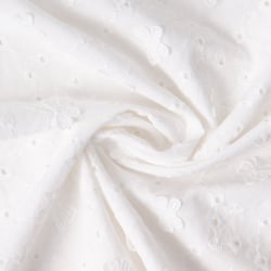 Tissu Coton Broderie anglaise Clara Petits Papillons sur fond Beige sable
