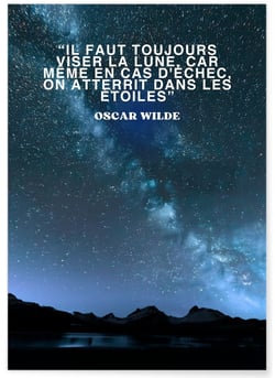 Affiche Motivation Viser la Lune - Oscar Wilde | A3 : 29,7x42cm