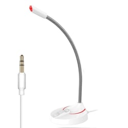 Microphone De Bureau Blanc USB 3.5mm Avec Réglage Angle Et Son Clair YONIS