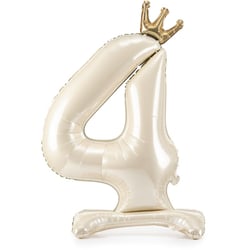 Ballon Aluminium Debout Chiffre 4 Crème Clair - 84 cm