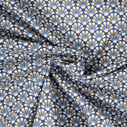 Tissu Coton imprimé Arty éventails Gaudi sur fond Gris