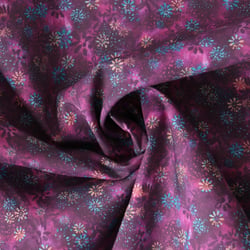 Tissu Coton imprimé  fleuris Camilya sur fond Violet - Au mètre