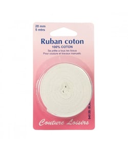 Ruban coton ourlets 2 coloris 20 mm X 5 m - Distrifil Blanc