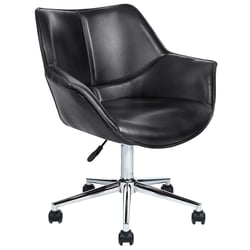 Chaise de Bureau Noir en Cuir PU Hauteur Réglable Pivotante Chaise pour Espace de Travail Elégant