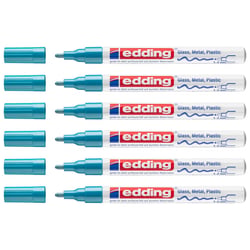 Lot de 6 marqueurs peinture brillante - EDDING - Pointe ronde 1-2 mm - Bleu clair