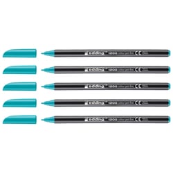 Lot de 5 feutres de coloriage pointe fine 1 mm - EDDING - Turquoise