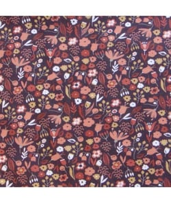 Tissu coton Bio fleurs des champs de 135 cm de largeur Violet vendu par 50 cm