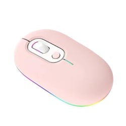 Souris Sans Fil Silencieuse Rechargeable RGB Rose Ergonomique 2.4G Bluetooth YONIS