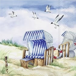Lot de 4 serviettes en papier découpage collage 33 cm TRANSAT BORD DE MER MOUETTE