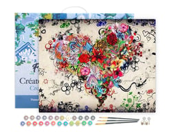 Peinture par Numéro Figured'Art avec Cadre - Coeur de Fleurs - Kit de Loisir Créatif DIY Numéro d'Art Complet - 40x50cm toile tendue sur châssis