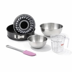 Set pâtisserie avec moule à manqué et à savarin 26 cm, 2 bols à mixer, verre mesureur et spatule Zenker