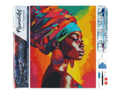 Diamond Painting Broderie Diamant Figured’Art 40x50cm toile entière roulée avec diamants carrés - Dame africaine lumineuse
