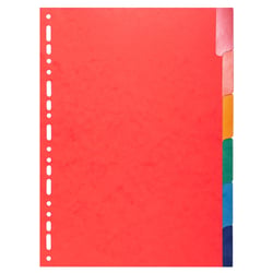 Intercalaires Carte lustrée 225g avec onglets renforcés - 6 positions - A4 - Couleurs assorties - x 25 - Exacompta