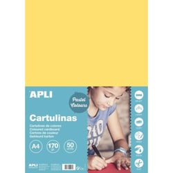 Apli 14231 - Carton de couleur jaune clair format A4 180gr. 210x297mm