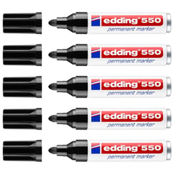 Lot de 5 marqueurs permanents pointe ronde 3-4 mm - EDDING - Noir
