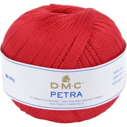 Pelote de laine - 100% coton - Rouge - 5321 - DMC - Petra - Longues fibres