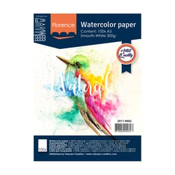 Papier aquarelle Florence - Lisse - 100 feuilles - Blanc - A5 - 300 g/m²