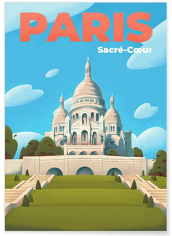 Affiche ville Paris - Sacré Coeur | A3 : 29,7x42cm