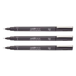 Lot de 3 feutres techniques - UNI-BALL - PIN 01200 GF - 0,1 mm - Gris foncé