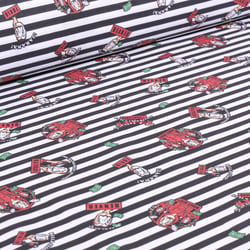 Tissu Coton imprimé  Casa de papel rayé sur fond Blanc