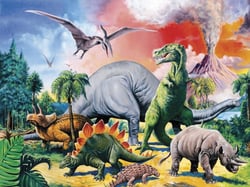 Puzzle 2D 100 pièces XXL - Au milieu des dinosaures - RAVENSBURGER