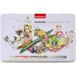 Coffret de 72 feutres - Pointes fines et pinceaux - Bruynzeel