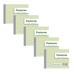 5 facturiers - Dupli - Autocopiants - 10,5x13,5cm - 50 feuilles - Exacompta - 13274E