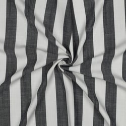 Tissu Viscose fil teint Suzanne grandes rayures Bleu marine sur fond Blanc cassé