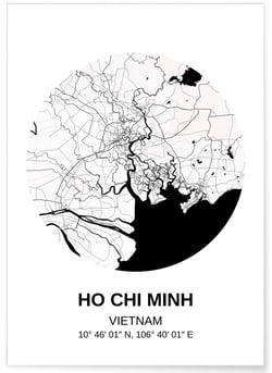 Affiche Carte Ho Chi Minh | A3 : 29,7x42cm