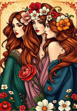 Puzzle 1000 pièces - Les Trois Muses aux Fleurs - Alipson Puzzle