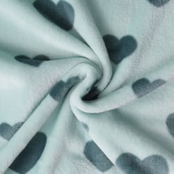 Tissu Doudou Névia cœurs Vert foncé sur fond Vert menthe - Au mètre