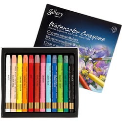 Pastels à la cire aquarellables, L : 9,3 cm, ass. de couleurs, 12 pièces/ 1 Pq.
