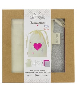 Kit sac customise ton pochon coeur / chats / ancre Rose (Coeur rose)