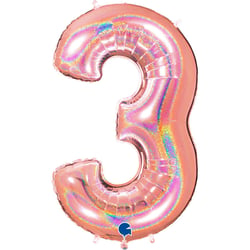 Ballon Géant Chiffre 3 Holographique Rose Gold (102 cm)
