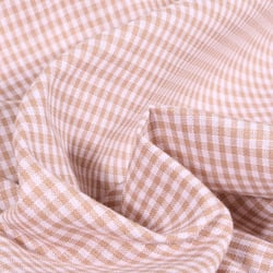 Tissu Rayures Mini carreaux 3 mm Beige