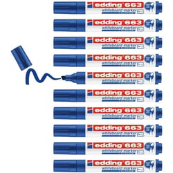 Lot de 10 marqueurs pour tableaux blancs EDDING - Pointe biseau 1-5 mm - Bleu