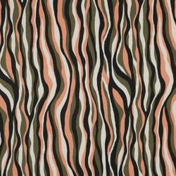 Tissu Viscose Zébré tons kaki et saumon sur fond Vert foncé