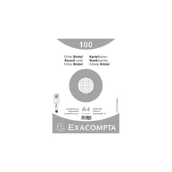 Fiches bristol - A4 - Petits carreaux - Non perforées - Blanc - Lot de 100 - Exacompta