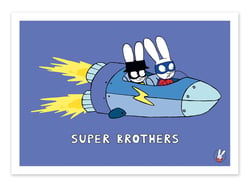 Affiche 50 x 70 cm -  Super Brothers Rocket - Simon Super Rabbit