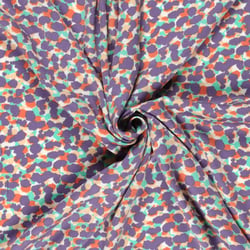 Tissu Viscose satiné Pois destructurés sur fond Parme