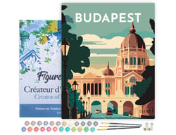 Peinture par Numéro Figured'Art avec Cadre - Affiche Vintage Budapest - Kit de Loisir Créatif DIY Numéro d'Art Complet - 40x50cm toile tendue sur châssis