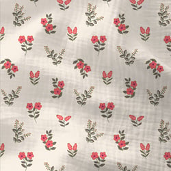 Tissu Double gaze Coton Fergie fleuris sur fond Blanc cassé