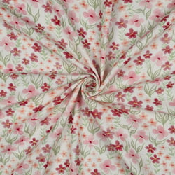 Tissu Coton imprimé Fleuris Jolivia sur fond Blanc
