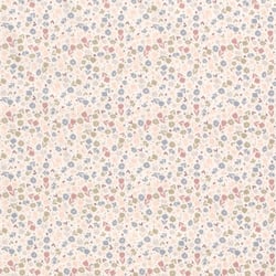 Tissu Jersey Coton Fleurs Louna rose et bleu sur fond Ecru