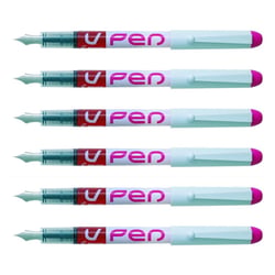 Lot de 6 stylos plume jetable PILOT - V-Pen - Rose - Pointe moyenne