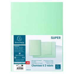 Paquet de 50 chemises 2 rabats SUPER 210 - 24x32cm - Vert clair - x 5 - Exacompta