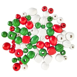 MégaCréa DIY - Perles en bois Couleurs de Noël de 0,5 à 2 cm 50 g