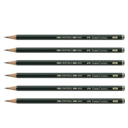 Crayon graphite Faber-Castell 9000 - Hexagonal - Mine 2 mm - Dureté 6H - Lot de 6